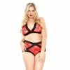 Fantasy Lingerie Curve Plus Size Contrast Lace Cutout Bra & Panty