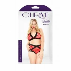 Fantasy Lingerie Curve Plus Size Contrast Lace Cutout Bra & Panty