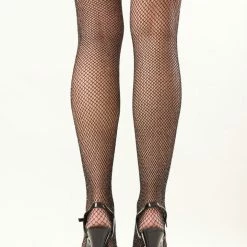 Fantasy Lingerie Glitter Fishnet Thigh High Stockings Hosiery