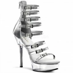 Pleaser USA Close Back Buckled Strap Sandal With Back Zipper