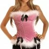 Daisy Corsets Pink Velvet & Marabou Underwire Corset
