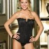 Shirley Of Hollywood Lingerie Satin Corset With Lace Overlay