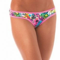 Bodyzone Apparel Mix & Match "Peace N' Love" Graffiti Scrunch Hip Half Back Panty