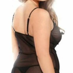 Fantasy Lingerie Curve Black Underwire Ruffled Chemise