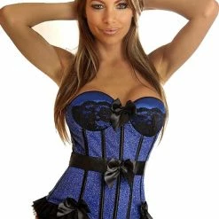Daisy Corsets Lingerie Blue Glitter & Bows Underwire Corset