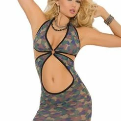 Elegant Moments Camouflage Cutout Mini Dress