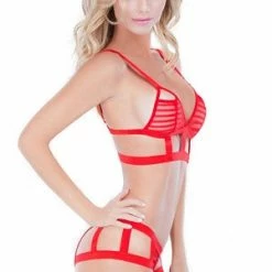 Oh La La Cheri Sets Jacquard Mesh Bra And Crotchless Cage Panty Set