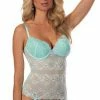 Escante Spring Mint Bustier, G String, & Stockings Lingerie