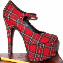 Leg Avenue Academy 6.5 Inch Plaid Mary Jane Stiletto Sexy Shoes & Boots