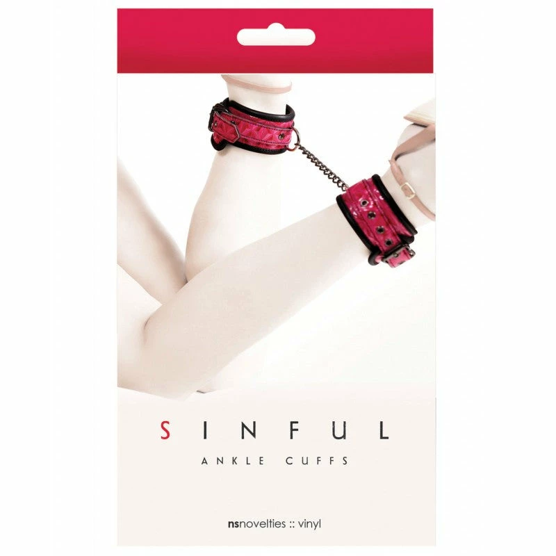 NS Novelties Pink Vinyl Sinful Ankle Cuffs