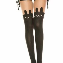 Music Legs Hosiery Bunny Print Sheer And Opaque Pantyhose