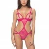 Oh La La Cheri Open Cup Threaded Strappy Teddy Lingerie