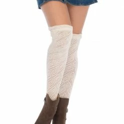 Leg Avenue Crocheted Over The Knee Socks With Scalloped Ruffle Top