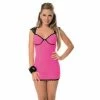 Escante Lace Trimmed And Cap Sleeve Neon Pink Mesh Chemise & G String Lingerie