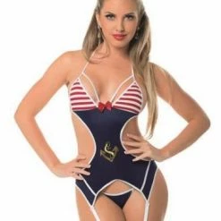 Escante Costumes First Mate Bustier, G String, Hat, & Stockings
