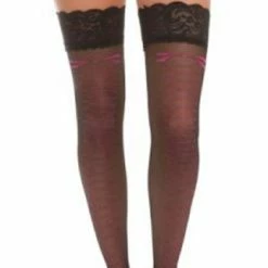 Oh La La Cheri Hosiery Lace-Up Print Sheer Thigh Highs